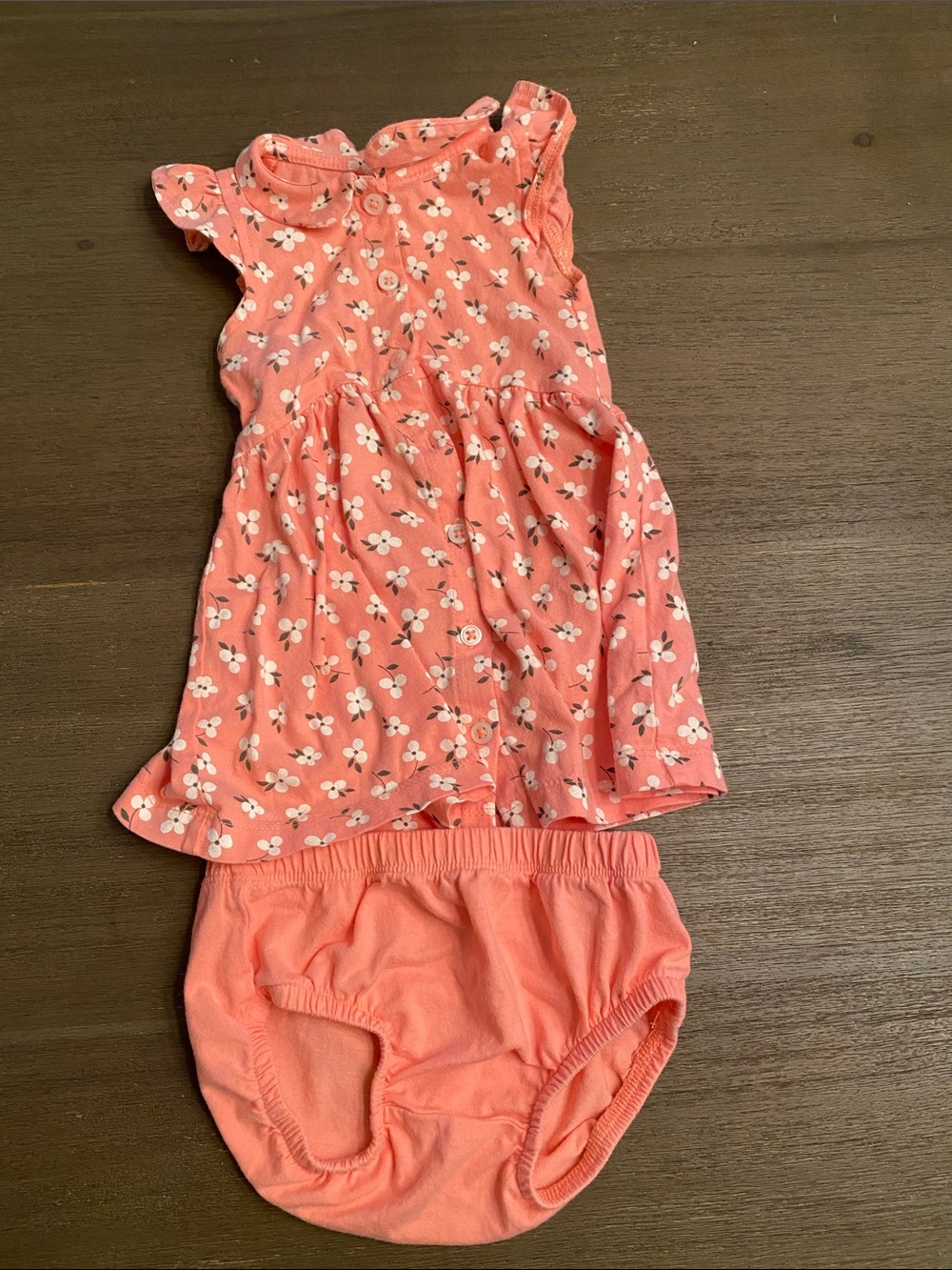 Carter's Coral Floral Dress with Matching Bloomers